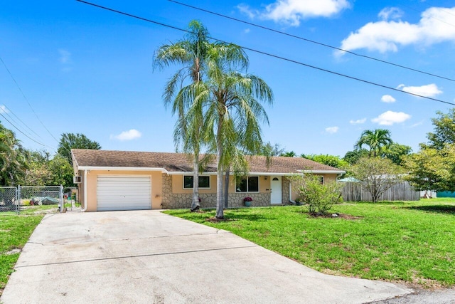 3187 Buccaneer Rd, Lake Worth, FL 33462 - single story home featuring stone siding, concrete driveway, an attached garage, and stucco siding