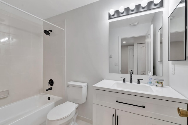 212 River Bluff Ln, Royal Palm Beach, FL 33411 - full bathroom featuring toilet, vanity, shower / bathtub combination, and baseboards
