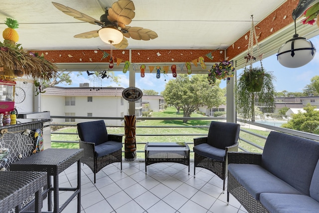 12027 Greenway Cir S Unit 204, Royal Palm Beach, FL 33411 - sunroom / solarium featuring a ceiling fan