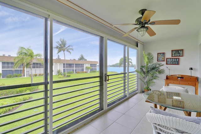755 Saturn St Unit E 202, Jupiter, FL 33477 - sunroom / solarium with a water view and ceiling fan