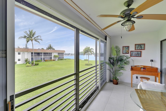 755 Saturn St Unit E 202, Jupiter, FL 33477 - sunroom / solarium with a water view and ceiling fan