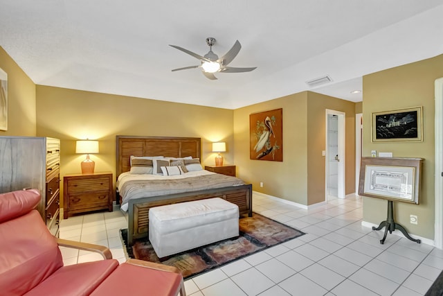 11650 Briarwood Cir Unit 2, Boynton Beach, FL 33437 - bedroom featuring baseboards, light tile patterned flooring, and a ceiling fan