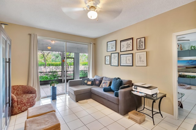 11650 Briarwood Cir Unit 2, Boynton Beach, FL 33437 - living room featuring ceiling fan and light tile patterned floors