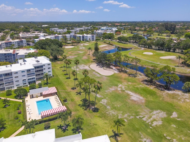 3326 Arcara Way Unit 416, Lake Worth, FL 33467 - drone / aerial view of a nearby body of water, a local golf course, a pool, and apartment complex
