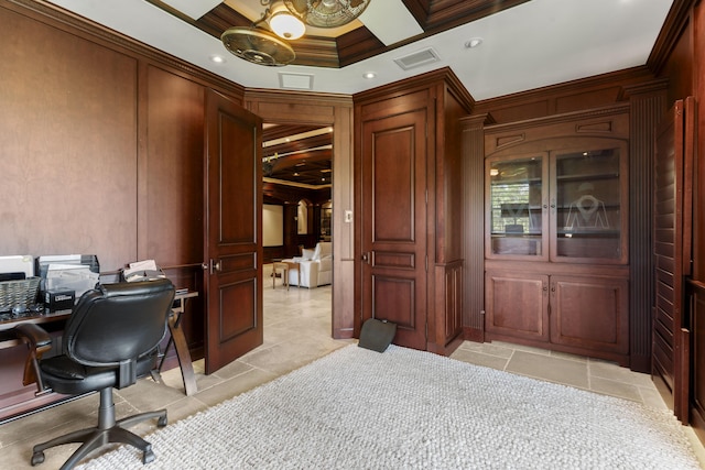 9212 Perth Rd, Lake Worth, FL 33467 - office space with ornamental molding, light tile patterned floors, a decorative wall, and recessed lighting