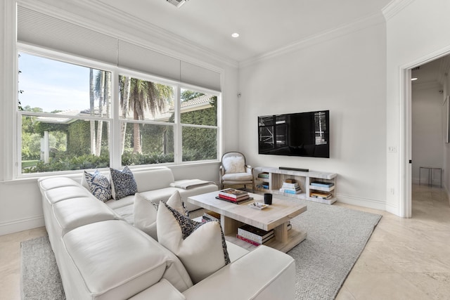 9212 Perth Rd, Lake Worth, FL 33467 - living area with crown molding, baseboards, and recessed lighting