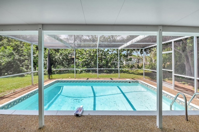 1103 NW 7th Ct, Boynton Beach, FL 33426 - outdoor pool featuring a lanai and a lawn