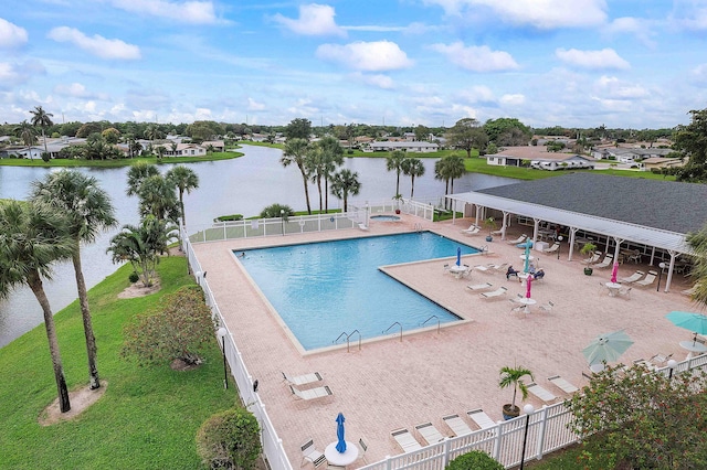 14444 Campanelli Dr, Delray Beach, FL 33484 - community pool with a water view, a patio area, and a residential view