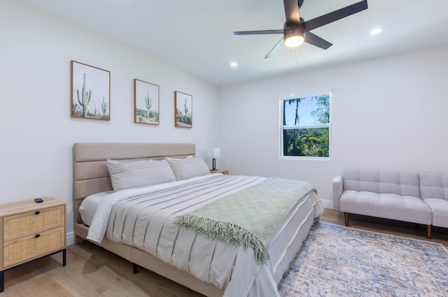 16932 W Aintree Dr W, Loxahatchee, FL 33470 - bedroom with wood finished floors, recessed lighting, baseboards, and ceiling fan