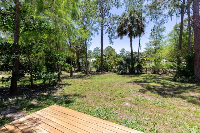 16932 W Aintree Dr W, Loxahatchee, FL 33470 - view of green lawn with a wooden deck