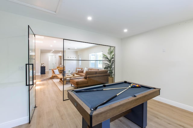 16932 W Aintree Dr W, Loxahatchee, FL 33470 - game room featuring light wood-style floors, billiards, recessed lighting, and baseboards