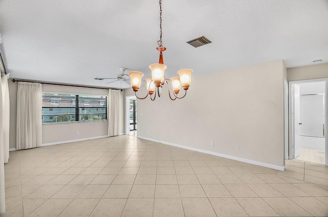 1801 Indian River Blvd Unit B8, Vero Beach, FL 32960 - unfurnished room featuring a chandelier, a textured ceiling, light tile patterned floors, and baseboards