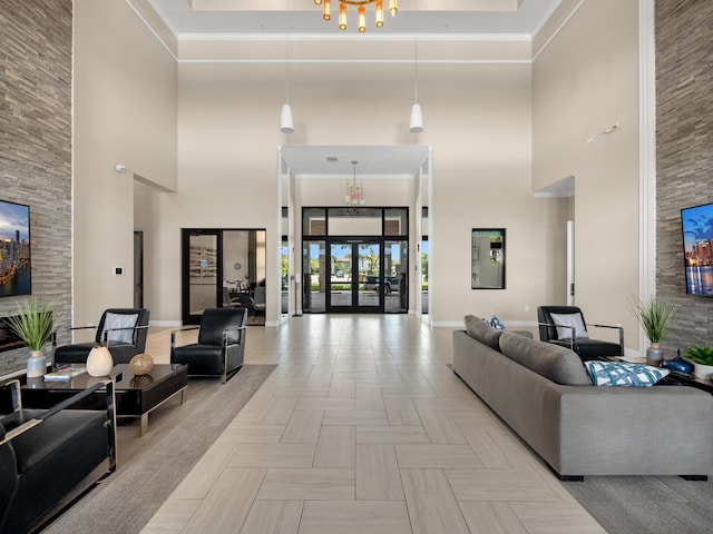 3181 Streng Ln, Royal Palm Beach, FL 33411 - lobby featuring a high ceiling and crown molding