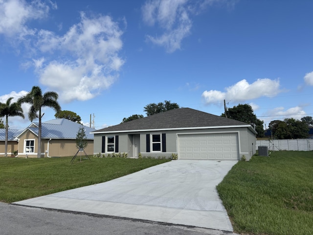 2082 SE Buttonwood Dr, Port Saint Lucie, FL 34953 - single story home with stucco siding, a garage, driveway, and central AC unit