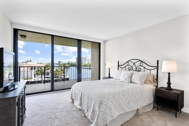 899 Jeffery St Unit 414, Boca Raton, FL 33487 - bedroom with carpet, access to exterior, expansive windows, and a water view