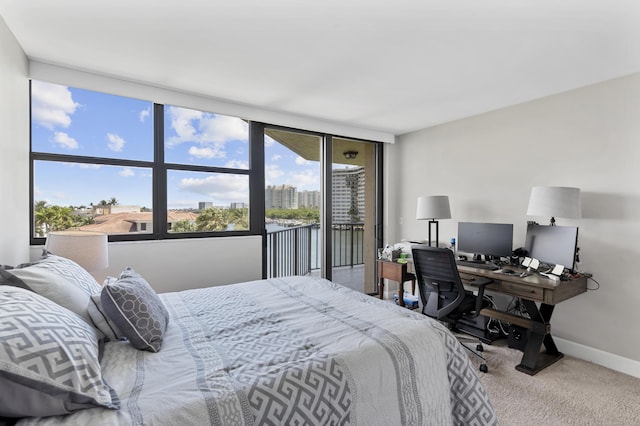 899 Jeffery St Unit 414, Boca Raton, FL 33487 - bedroom featuring carpet floors, baseboards, multiple windows, and access to outside