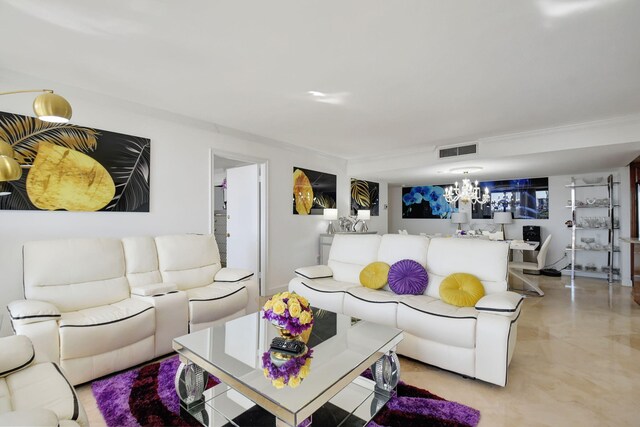 5600 N Flagler Dr Unit 605, West Palm Beach, FL 33407 - living area featuring a chandelier