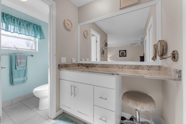 8858 SW 8th St, Boca Raton, FL 33433 - bathroom with vanity, tile patterned flooring, and a ceiling fan