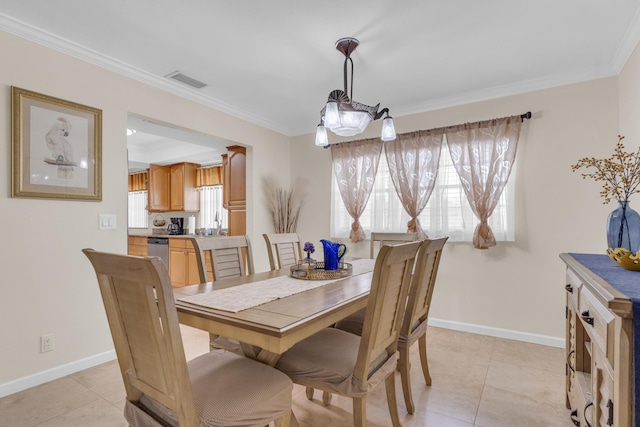 8858 SW 8th St, Boca Raton, FL 33433 - dining area with ornamental molding and light tile patterned flooring