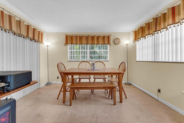 8858 SW 8th St, Boca Raton, FL 33433 - dining area with ornamental molding, light tile patterned floors, and a textured ceiling
