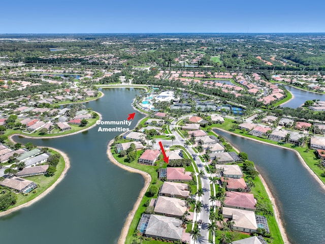9466 Lantern Bay Cir, West Palm Beach, FL 33411 - aerial view of property and surrounding area featuring nearby suburban area and a large body of water