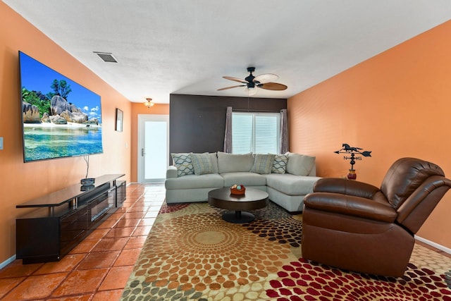 333 SE Dalva Ave, Port Saint Lucie, FL 34984 - living room with a ceiling fan, baseboards, and tile patterned flooring