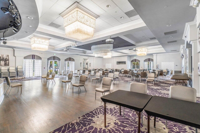 5871 Grand Harbour Cir, Boynton Beach, FL 33437 - lobby with ornamental molding, coffered ceiling, and recessed lighting