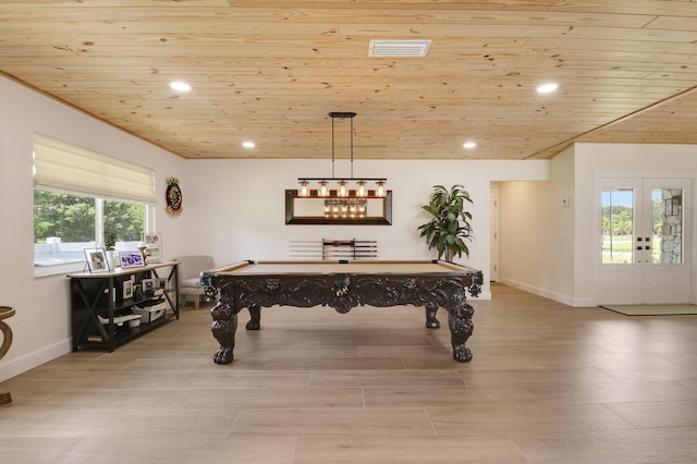 386 NE Ficus Ter, Jensen Beach, FL 34957 - game room featuring wooden ceiling, billiards table, healthy amount of natural light, recessed lighting, and light wood-type flooring