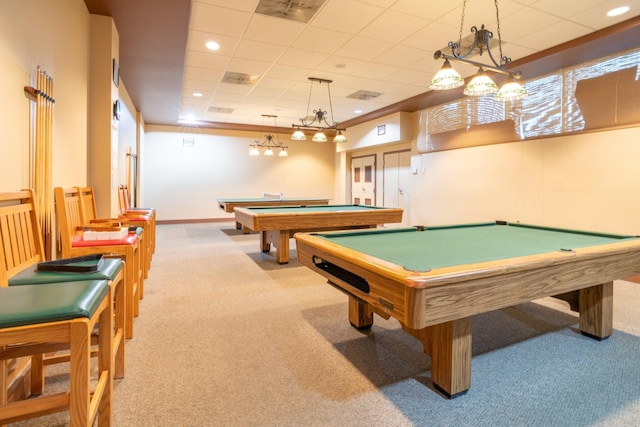 7300 NW 5th Pl Unit 203, Margate, FL 33063 - rec room featuring carpet floors, billiards, recessed lighting, and baseboards