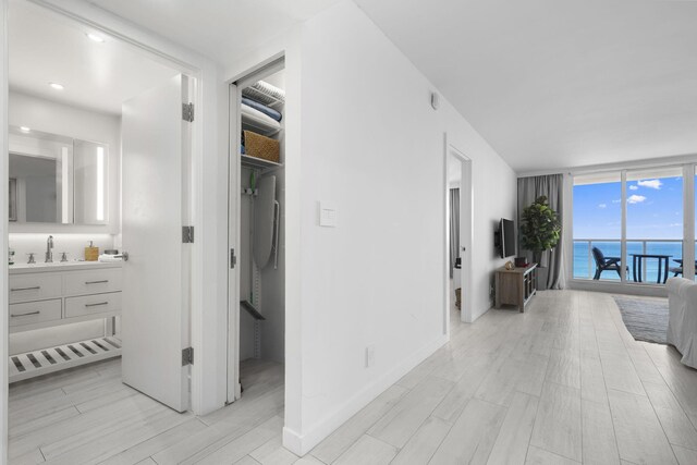 2301 Collins Ave Unit 1239, Miami Beach, FL 33139 - hall with a sink, expansive windows, and baseboards