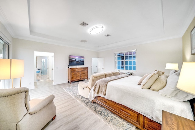 1855 SW Jamesport Dr, Port Saint Lucie, FL 34953 - bedroom with light wood-style floors, crown molding, and baseboards