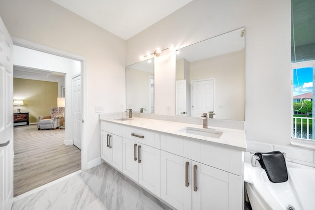 1855 SW Jamesport Dr, Port Saint Lucie, FL 34953 - full bath featuring double vanity and marble finish flooring