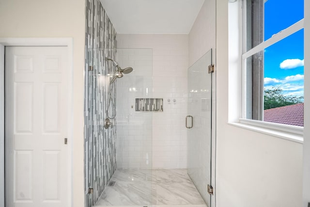 1855 SW Jamesport Dr, Port Saint Lucie, FL 34953 - full bath with a stall shower and marble finish floors