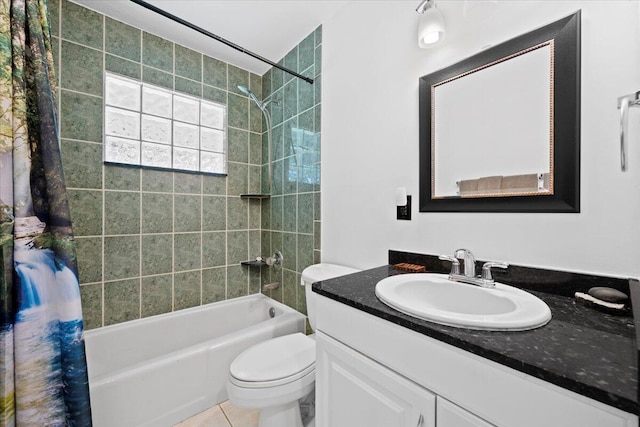13704 58th Ct N, The Acreage, FL 33411 - full bathroom with shower / tub combo, vanity, toilet, and tile patterned floors