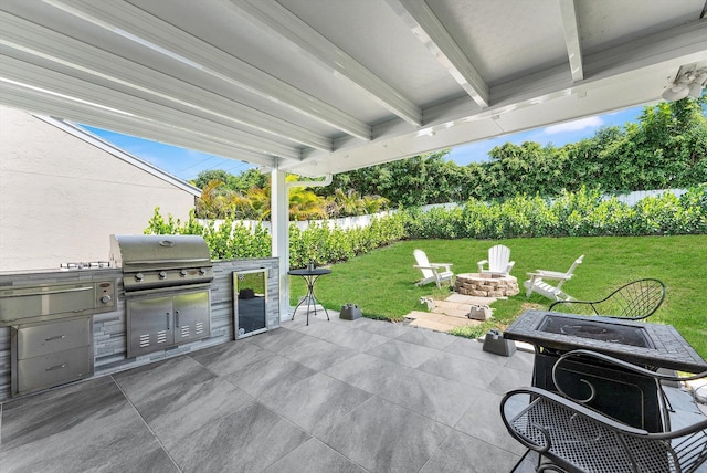 18905 Cloud Lake Cir, Boca Raton, FL 33496 - view of patio / terrace with a fire pit and wine cooler