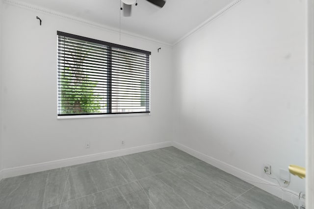 4474 Foxtail Ln, Weston, FL 33331 - spare room featuring crown molding, ceiling fan, and baseboards