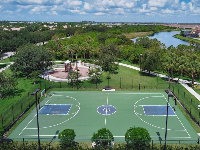 10453 SW Stratton Dr, Port Saint Lucie, FL 34987 - view of basketball court featuring a water view and community basketball court