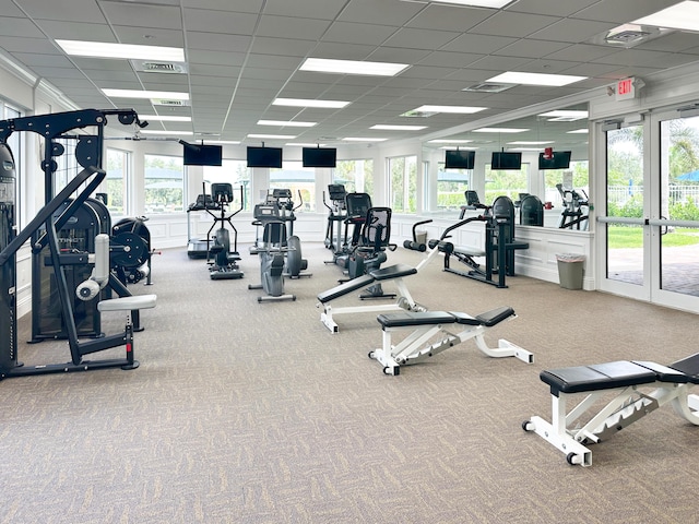 10453 SW Stratton Dr, Port Saint Lucie, FL 34987 - workout area with carpet flooring, healthy amount of natural light, and a drop ceiling