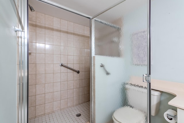9717 Sills Dr E Unit 103, Boynton Beach, FL 33437 - bathroom with a shower stall, toilet, and vanity