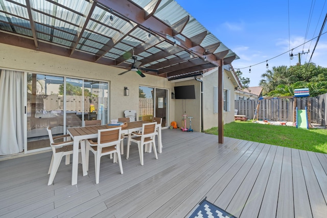 2540 NW 80th Ave, Margate, FL 33063 - deck featuring a ceiling fan and outdoor dining space