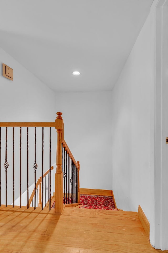 2883 SW 22nd Cir E Unit 51A, Delray Beach, FL 33445 - stairway with wood finished floors, recessed lighting, and baseboards