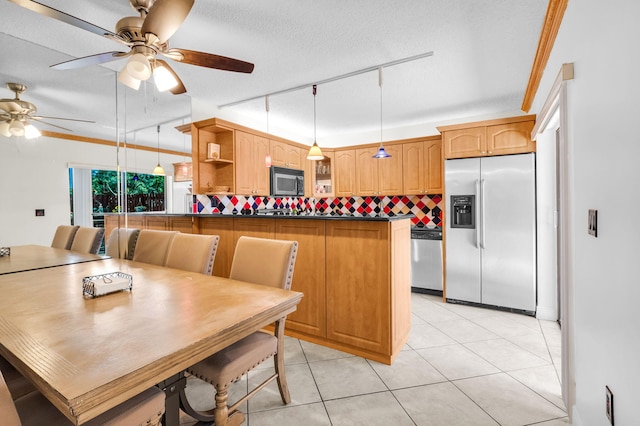 2883 SW 22nd Cir E Unit 51A, Delray Beach, FL 33445 - dining area with ceiling fan, light tile patterned floors, and a textured ceiling