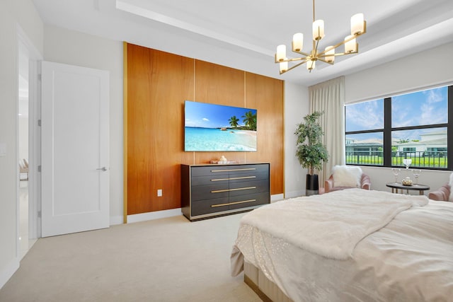 17112 Aquavera Way, Boca Raton, FL 33496 - bedroom featuring a chandelier, light colored carpet, and baseboards
