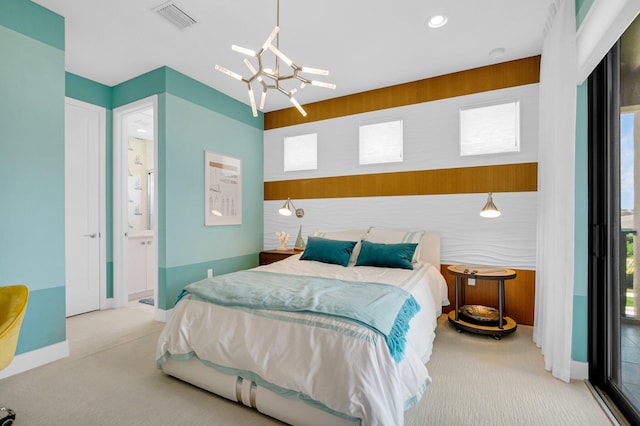 17112 Aquavera Way, Boca Raton, FL 33496 - bedroom with carpet, a chandelier, baseboards, and recessed lighting