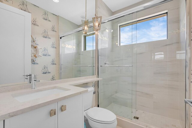17112 Aquavera Way, Boca Raton, FL 33496 - bathroom with toilet, a stall shower, and vanity