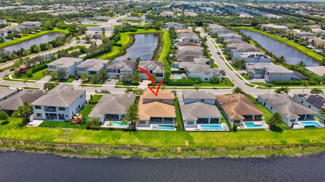 17112 Aquavera Way, Boca Raton, FL 33496 - aerial view of residential area with a large body of water and a pool area