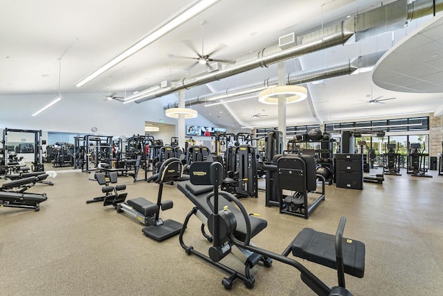 6166 Brandon St, Palm Beach Gardens, FL 33418 - workout area featuring ceiling fan