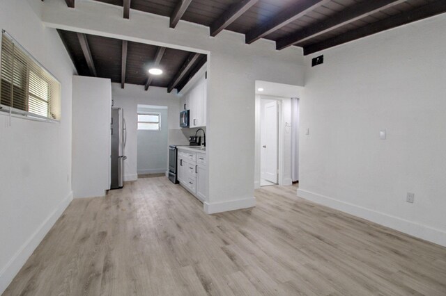 14215 NW 22nd Ct, Opa-Locka, FL 33054 - kitchen featuring appliances with stainless steel finishes, light wood finished floors, white cabinetry, baseboards, and light countertops