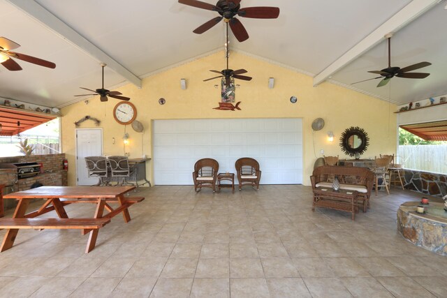 4811 Seagrape Dr, Fort Pierce, FL 34982 - view of patio / terrace featuring ceiling fan and a garage