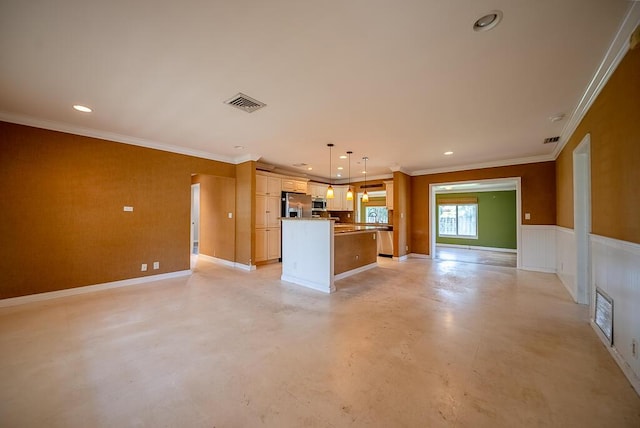 1950 N Conference Dr, Boca Raton, FL 33486 - kitchen featuring open floor plan, stainless steel appliances, concrete flooring, a kitchen island, and recessed lighting